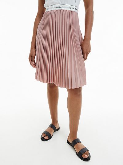 Calvin Klein Ruhák HU304665 | Calvin Klein Recycled Crepe Pleated Női Midi Szoknya Rózsaszín